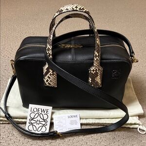 Loewe Amazona Bag with Snake skin top handles